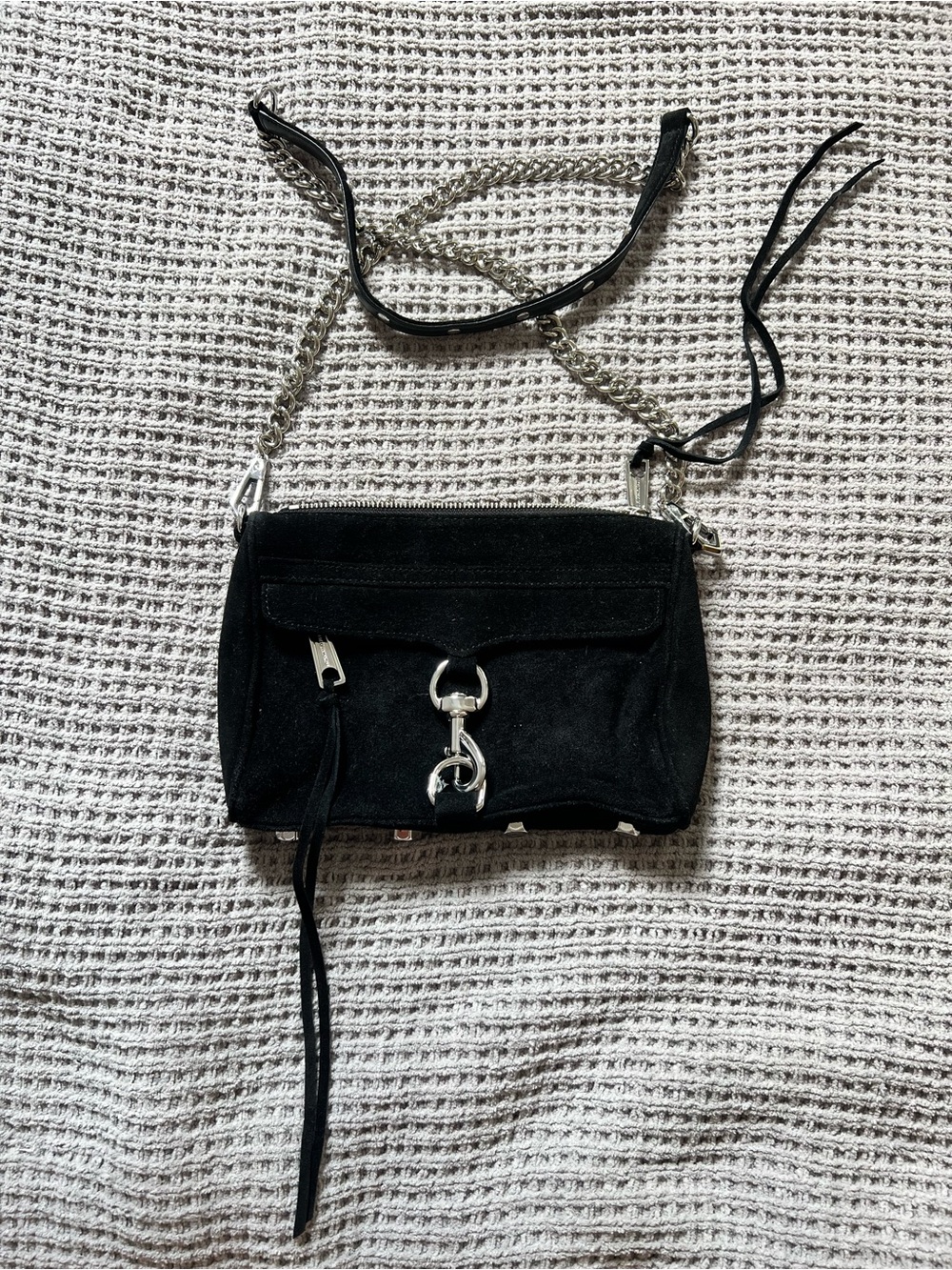 Rebecca Minkoff Black Suede Small Chain-Handle Crossbody